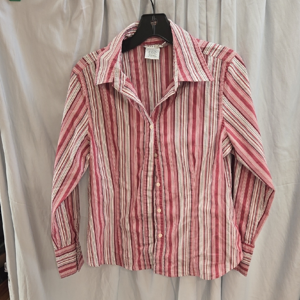 Fred David Pink Striped Blouse
